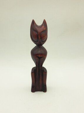 Wooden Cat Statue